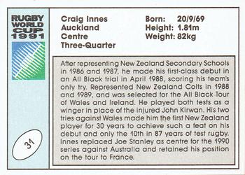1991 Regina Rugby World Cup #31 Craig Innes Back